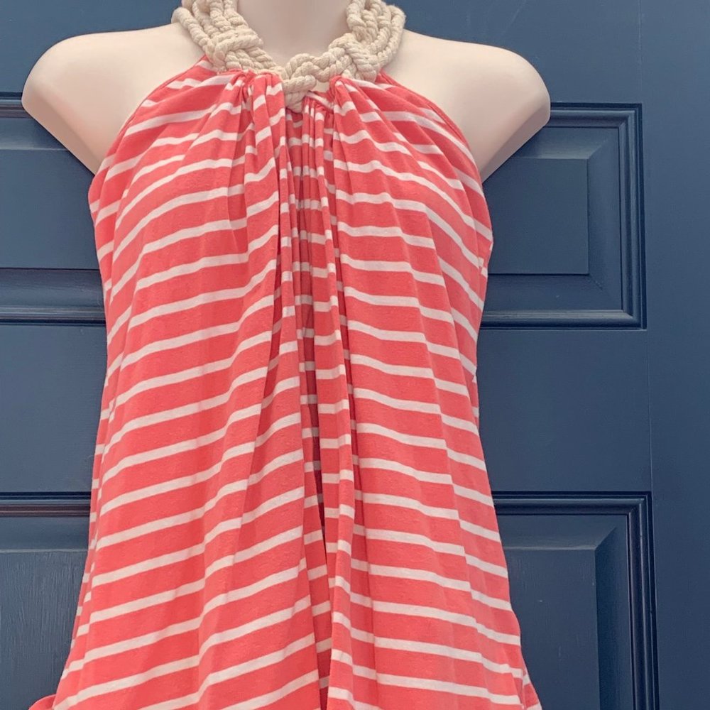 Pink Rose Coral Striped HalterTank top